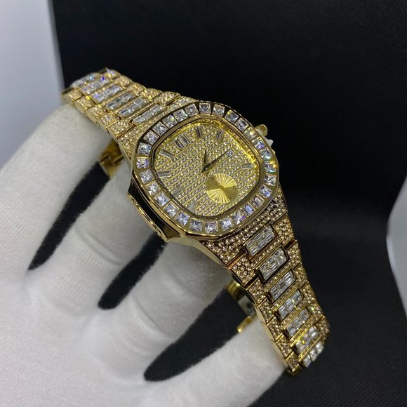 Limited Edition Men's Full Diamond Plated Iced Out Rhinestones Watch - Picture 4 of 9